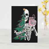 Grappig kerstfeest ietwat vrolijk ietwat eng skele kaart (Gele Bloem)