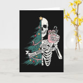 Grappig kerstfeest ietwat vrolijk ietwat eng skele kaart (Gele Bloem)