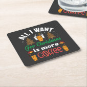 Grappig kerstfeest, ik wil alleen maar meer koffie kartonnen onderzetters (Schuin)