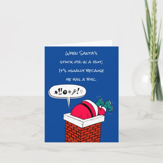 Grappig kerstfeest in Chimney Feestdagen Kaart (Voorkant)