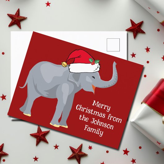 Grappig kerstfeest in Cute Red Santa Hat Briefkaart
