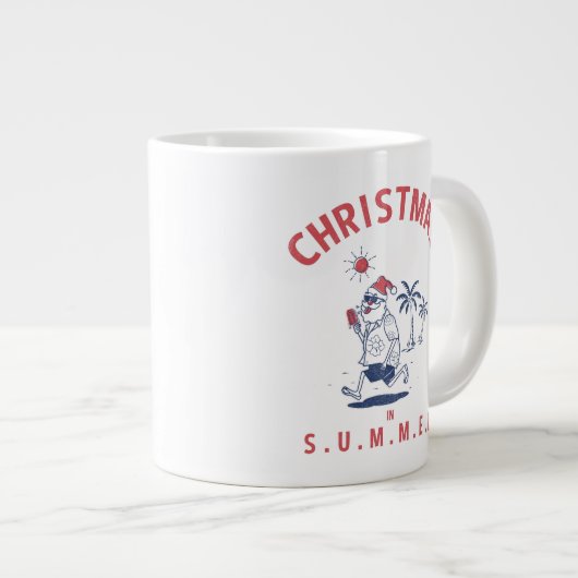 Grappig kerstfeest in juli grote koffiekop (Voorkant rechts)