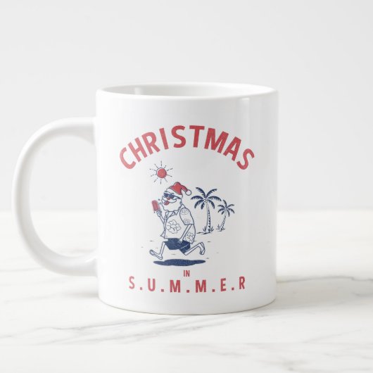 Grappig kerstfeest in juli grote koffiekop (Links)