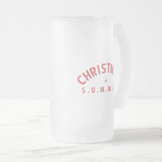 Grappig kerstfeest in juli matglas bierpul (Voorkant rechts)