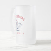 Grappig kerstfeest in juli matglas bierpul (Voorkant links)