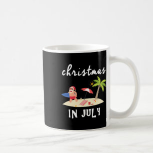 Grappig kerstfeest in juli met surfende kerstman c koffiemok