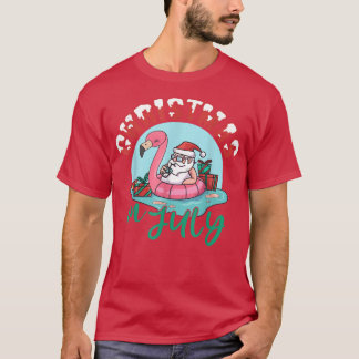 Grappig kerstfeest in juli Santa Holiday Flamingo  T-shirt