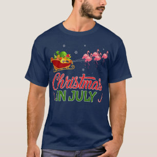 Grappig kerstfeest in juli Santa Sleigh Flamingo S T-shirt