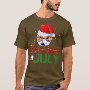 Grappig kerstfeest in juli Santa Voetbal Sunglass T-shirt
