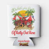 Grappig kerstfeest in juli, warm als kerstbal blikjeskoeler (Achterkant)