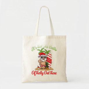 Grappig kerstfeest in juli, warm als kerstbal tote bag
