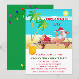 Grappig kerstfeest in juli zomer- of strandfeest kaart