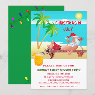 Grappig kerstfeest in juli zomer- of strandfeest kaart