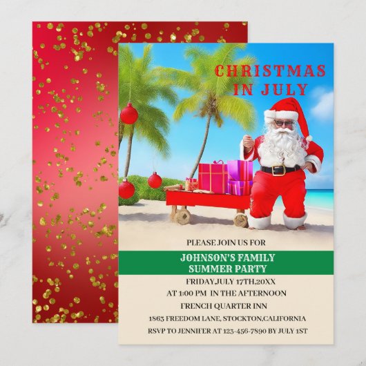 Grappig kerstfeest in juli zomerfeest  kaart (Voorkant / Achterkant)