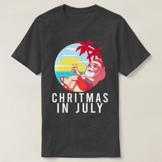 Grappig kerstfeest in juli zomervakantieperioden t-shirt (Design voorkant)