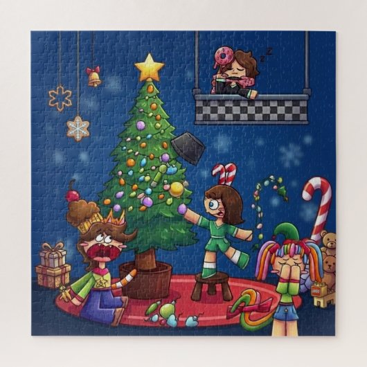 Grappig kerstfeest is geannuleerd Chibi-figuren St Legpuzzel (Verticaal)