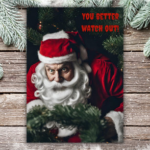 Grappig kerstfeest, je kunt maar beter uitkijken feestdagenkaart