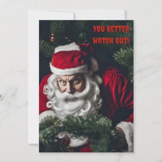 Grappig kerstfeest, je kunt maar beter uitkijken feestdagenkaart (Voorkant)