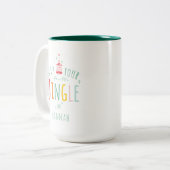 Grappig kerstfeest Jingle Bells Rainbow, aangepast Tweekleurige Koffiemok (Voorkant links)