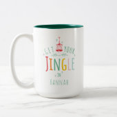 Grappig kerstfeest Jingle Bells Rainbow, aangepast Tweekleurige Koffiemok (Links)