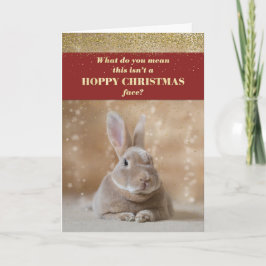 Grappig kerstfeest Kaart - Bunny Hoppy-kerstgezich