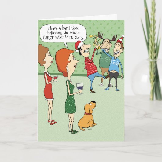 Grappig kerstfeest Kaart: Drie Wijze Mannen Feestdagen Kaart (Voorkant)