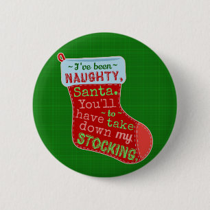 Grappig kerstfeest, kerstman, stoppelaar ronde button 5,7 cm