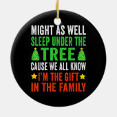 Grappig kerstfeest Kinder kerstpyjama meisjes Keramisch Ornament (Achterkant)