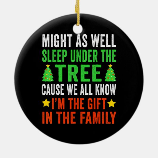 Grappig kerstfeest Kinder kerstpyjama meisjes Keramisch Ornament (Achterkant)