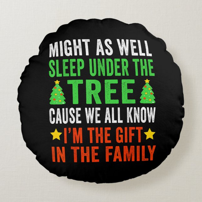 Grappig kerstfeest Kinder kerstpyjama meisjes Rond Kussen (Voorkant)