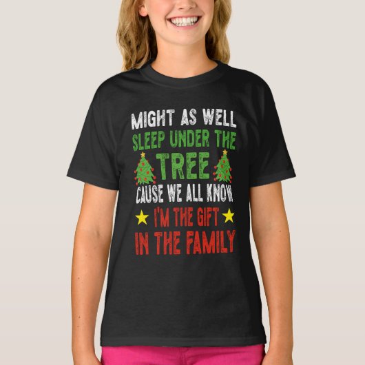 Grappig kerstfeest Kinder kerstpyjama meisjes T-shirt (Voorkant)