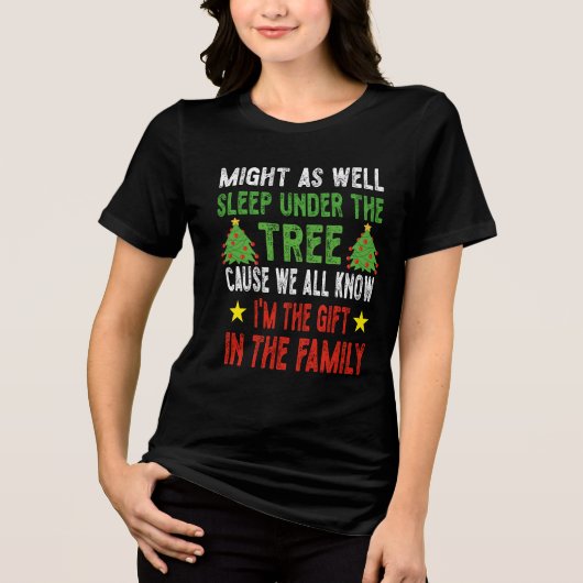 Grappig kerstfeest Kinder kerstpyjama meisjes Tri-Blend Shirt (Voorkant)