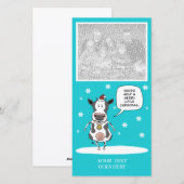 Grappig kerstfeest koe, aanpasbare fotokaart feestdagenkaart (Voorkant / Achterkant)