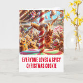 Grappig Kerstfeest: kruidig peperkoekje Kaart (Gele Bloem)