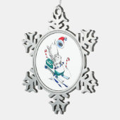 Grappig kerstfeest Lemming Snowmachine boom Tin Sneeuwvlok Ornament (Rechts)