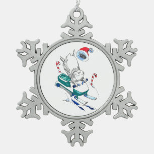 Grappig kerstfeest Lemming Snowmachine boom Tin Sneeuwvlok Ornament