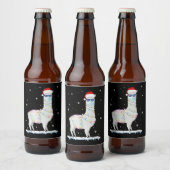 Grappig kerstfeest Llama Masker 2020 Xmas familie Bier Etiket (Flessen)