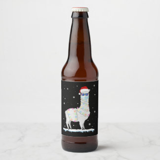 Grappig kerstfeest Llama Masker 2020 Xmas familie Bier Etiket