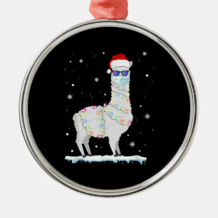 Grappig kerstfeest Llama Masker 2020 Xmas familie  Metalen Ornament