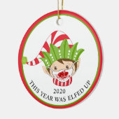 Grappig kerstfeest-masker Elf 2020 Keramisch Ornament (Links)