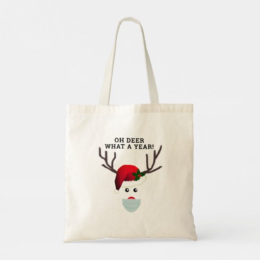 Grappig kerstfeest Masker Red Nose Reindester Tote Bag (Achterkant)