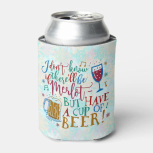 Grappig kerstfeest Merlot Wine Beer Humor Typograf Blikjeskoeler