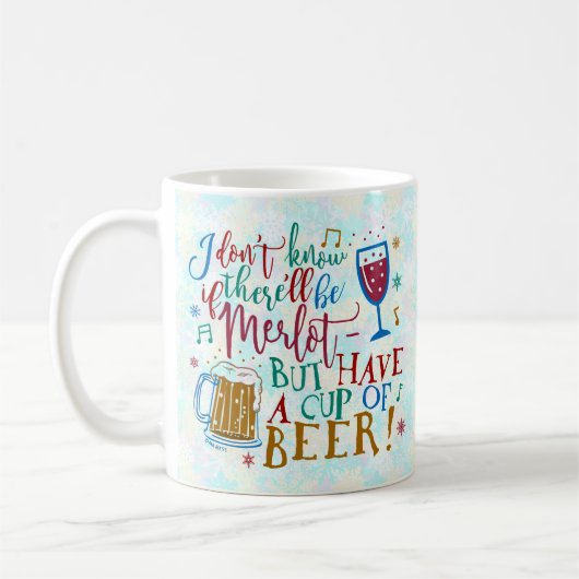 Grappig kerstfeest Merlot Wine Beer Typografie Hum Koffiemok (Links)