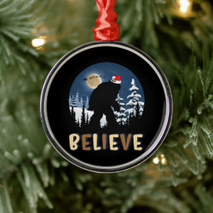 Grappig kerstfeest met Bigfoot Believe Sasquatch Metalen Ornament