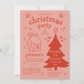 Grappig kerstfeest met boom en huisje kaart (Voorkant)