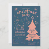 Grappig kerstfeest met boom en huisje kaart (Voorkant)