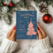 Grappig kerstfeest met boom en huisje kaart