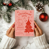 Grappig kerstfeest met boom en huisje kaart