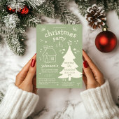 Grappig kerstfeest met boom en huisje kaart