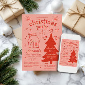 Grappig kerstfeest met boom en huisje kaart